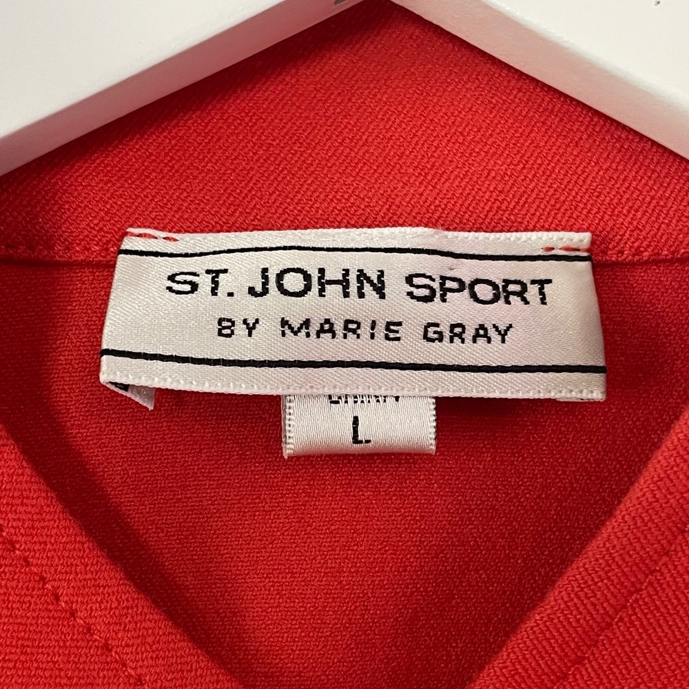 St John Sport Orange Coral Cotton Stretch Zipup Jacket Large 90’s Rare! - Picture 4 of 13